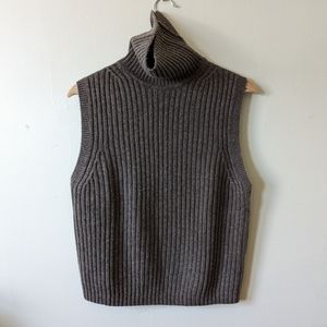 & Other Stories brown ribbed knit sleeveless turtleneck sweater vest, size xs